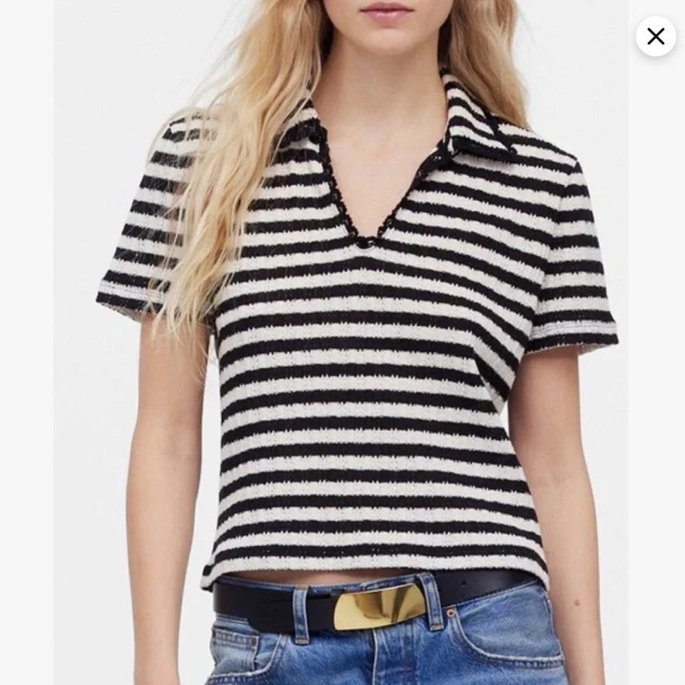 NWT Madewell Crochet Knit V Neck Sweater Tee/Top